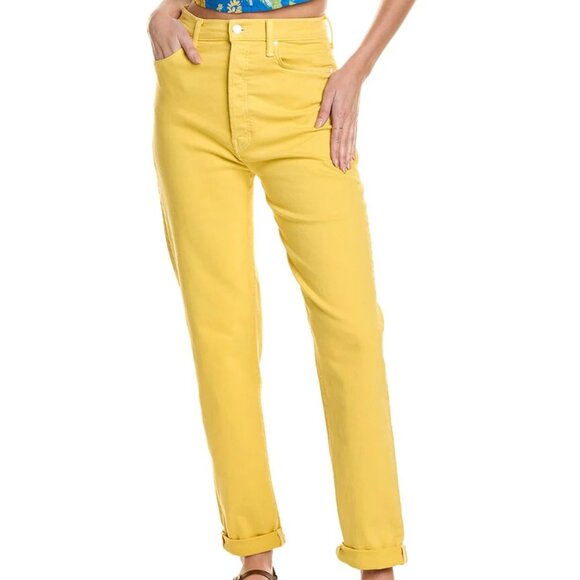 NEW! MOTHER DENIM THE TUNE UP BONA FIDE HOVER JEANS PLAY DATE PRIMROSE YELLOW 28 - Picture 1 of 9